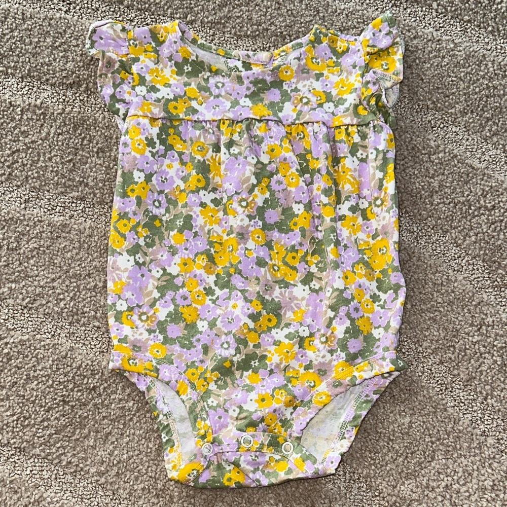 Carter's Floral Bodysuit - Yellow, Purple, Green